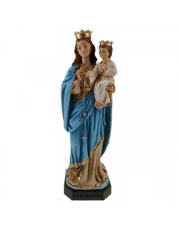 Ravissante statue de Notre-Dame du Rosaire en résine peinte à la main. 28 cm
