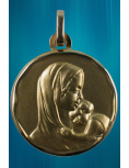 Médaille Vierge et l'Enfant - format cachet - or 9 carats