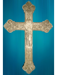 Ravissante croix en plâtre "Cor Jesu", avec attache au dos.