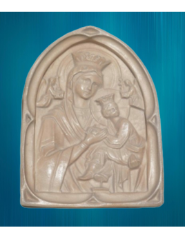 Joli bas-relief en plâtre, Notre-Dame du Bon Secours, avec attache au dos.