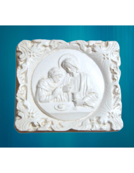 Petit bas-relief, en plâtre, de la Communion de saint Jean
