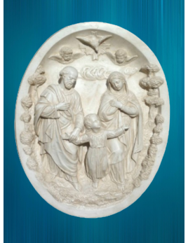 Magnifique bas-relief en plâtre de la Sainte Famille à l'Esprit-Saint