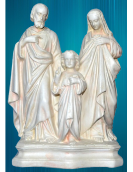 Magnifique Sainte Famille en plâtre statuaire.
