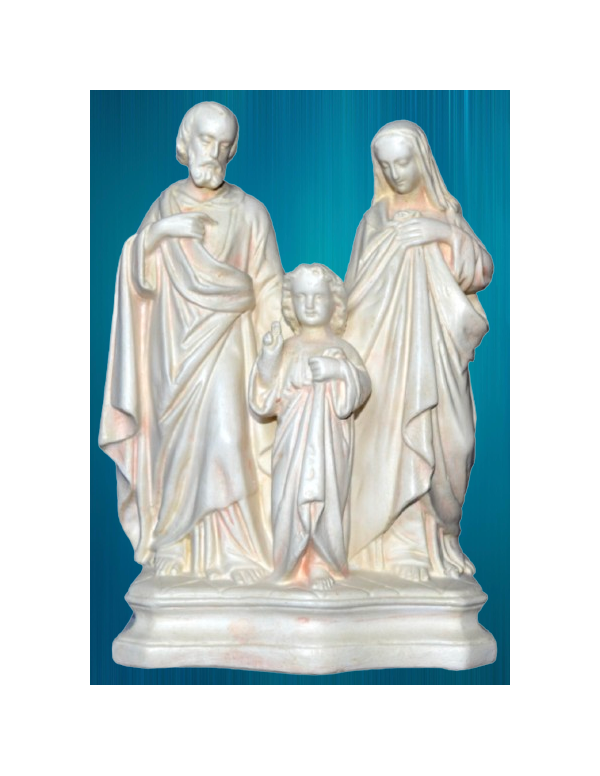 Magnifique Sainte Famille en plâtre statuaire.