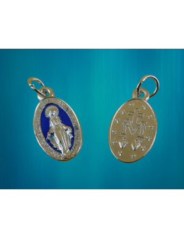Médaille Vierge miraculeuse sur fond bleu