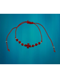 Bracelet corde avec petite croix - perles argentées