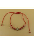 Bracelet corde avec petite croix - perles dorées