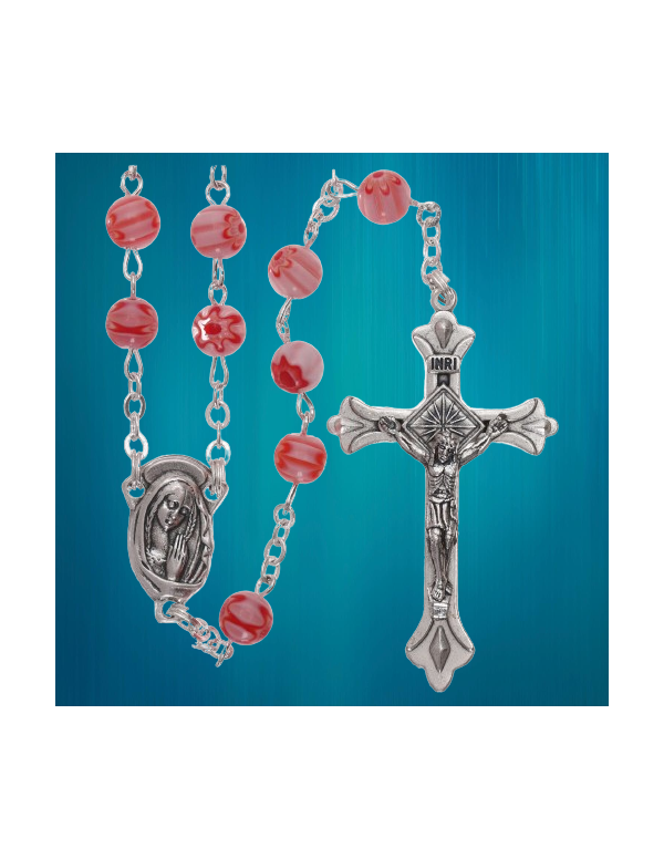 Pink imitation Murano glass rosary