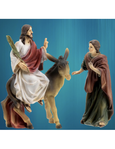 Figurines de l'entrée de Jésus à Jérusalem en résine de 9 cm