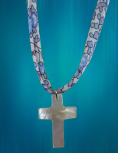 Collier croix en nacre - Liberty bleu