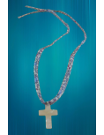 Collier croix en nacre - Liberty bleu