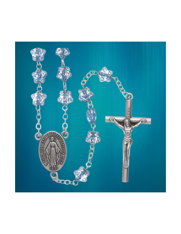 Rosary with beads in the shape of blue stars.