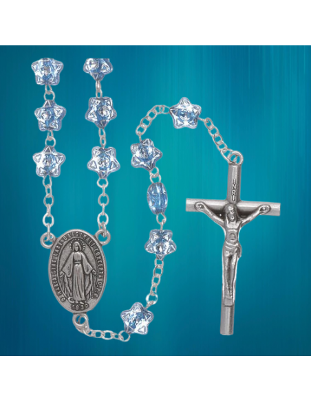 Rosary with beads in the shape of blue stars.