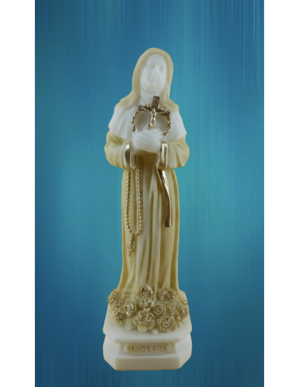 Statue de sainte Rita en albâtre - beige et or