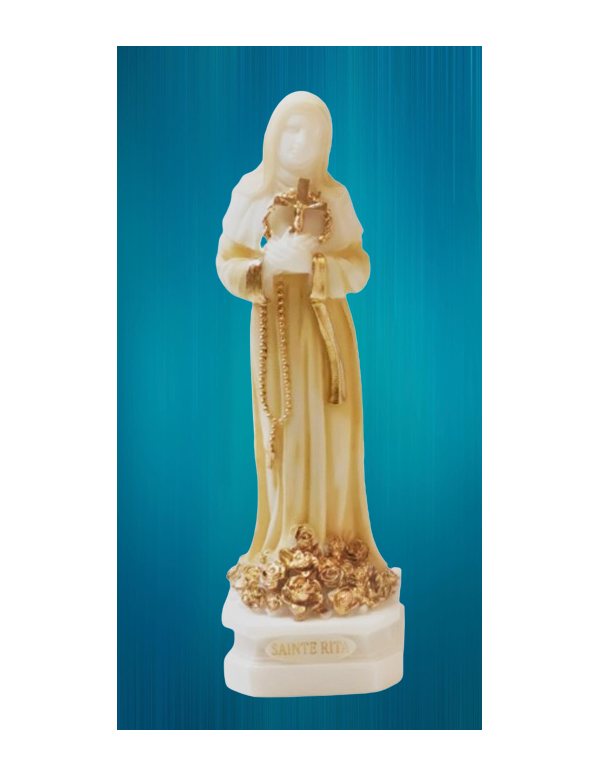 Statue de sainte Rita en albâtre - beige et or