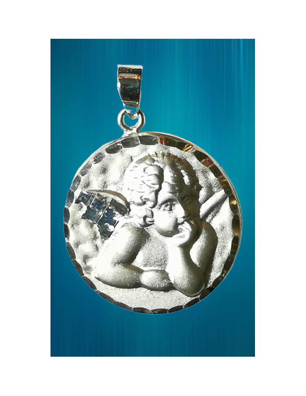 Médaille 18 mm en argent 925 d'un ange
