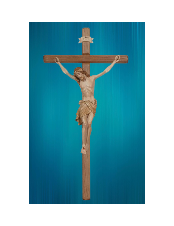 Crucifix avec Christ en bois sculpté