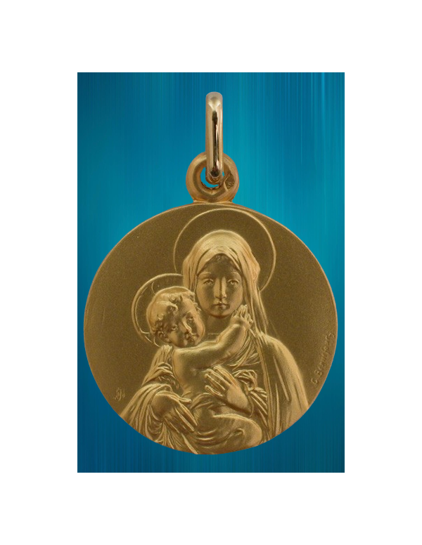 Médaille de la Vierge et l'Enfant-Jésus - Or 9 carats