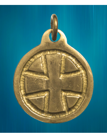 Pendentif médaille Sacré-Cœur en bronze émaillé - Fond blanc