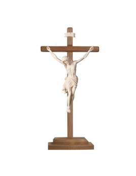 Crucifix sur pied avec Christ en bois sculpté