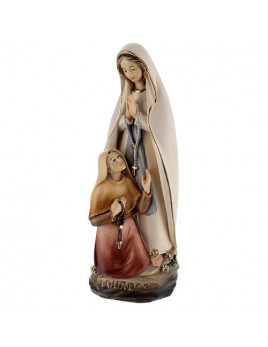 Painted wooden statue - Our Lady of Lourdes with Saint... 2