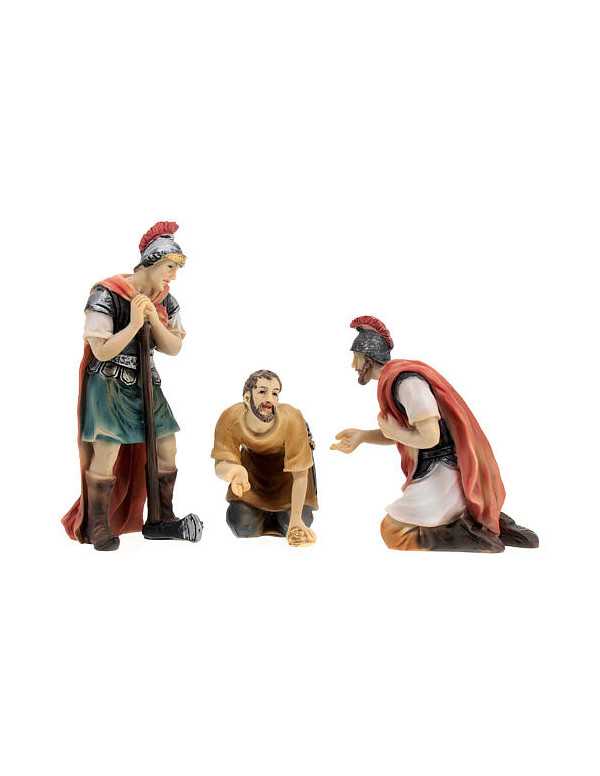 Figurines en résine représentant les joueurs tirant au sort le vêtement de Jésus.