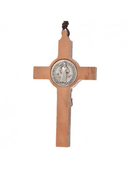 Pendentif Croix de Saint Benoît en bois d'olivier 2