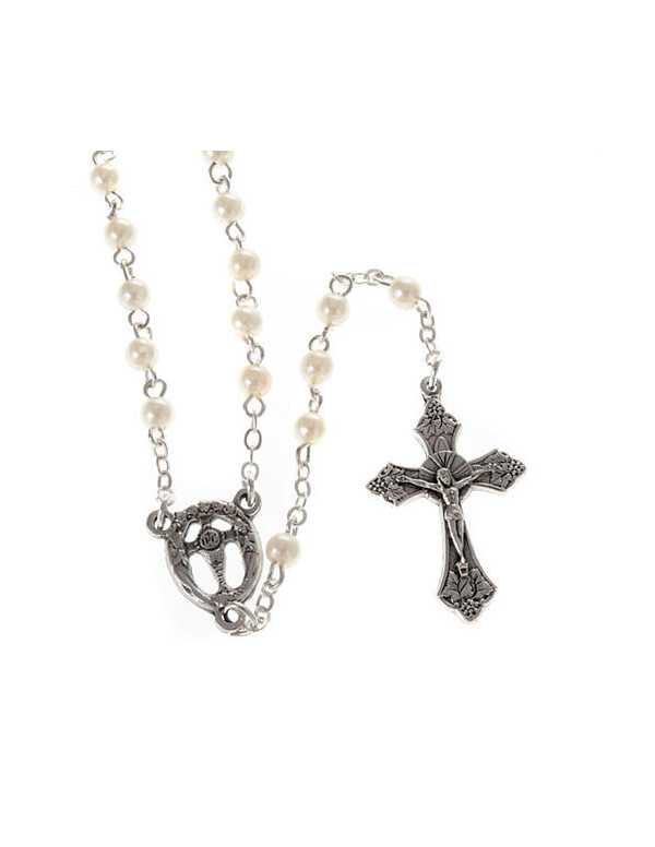 Small Communion rosary - Imitation mother-of-pearl