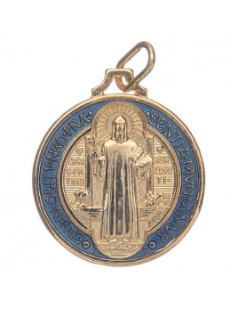 Médaille de saint Benoît dorée polychrome, 16 mm de diamètre
