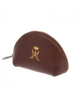 Etui à chapelet en cuir brun - Pochette