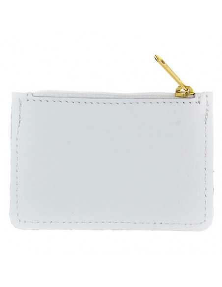 Etui à chapelet en cuir blanc à fermeture éclair