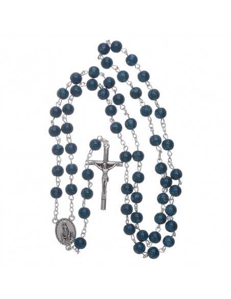 Fatima blue glass rosary with box