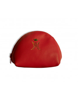 Etui à chapelet en cuir rouge en forme de pochette. 2