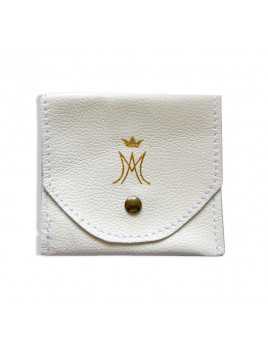 Etui à chapelet en cuir rouge ou blanc, avec symbole marial doré. 2