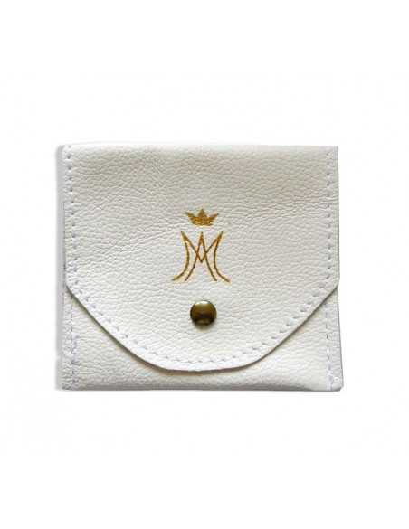Etui à chapelet en cuir avec symbole marial
