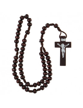 Chapelet franciscain avec grains en bois de charme foncé