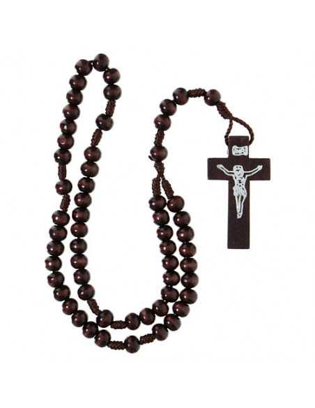 Chapelet franciscain avec grains en bois de charme foncé