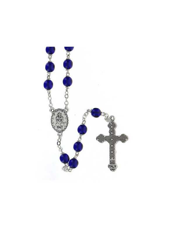 Chapelet en verre bleu-violet