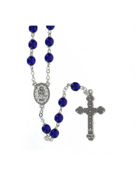 Chapelet en verre bleu-violet