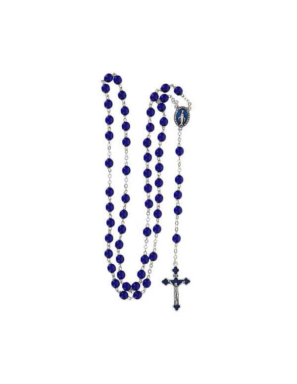 Chapelet en verre bleu-violet