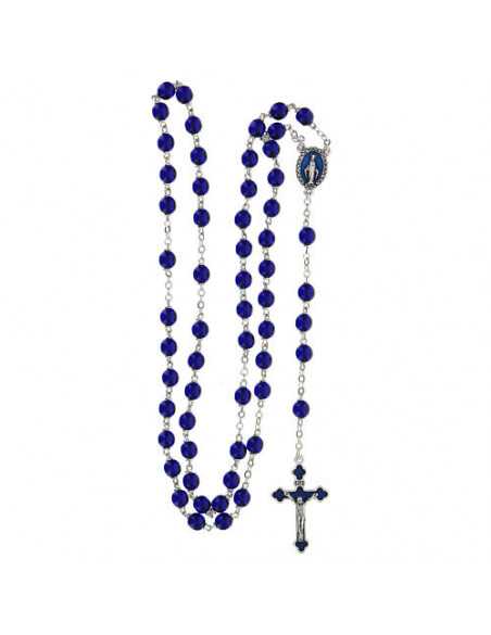Chapelet en verre bleu-violet