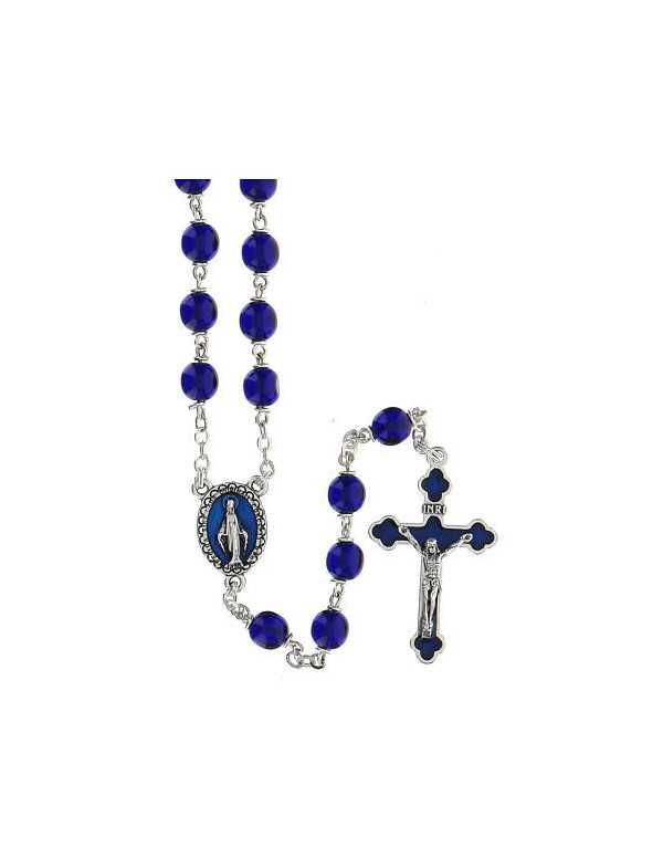 Chapelet en verre bleu-violet