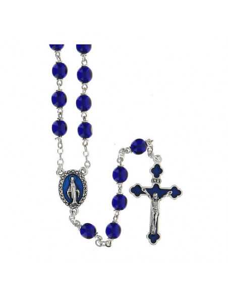 Chapelet en verre bleu-violet