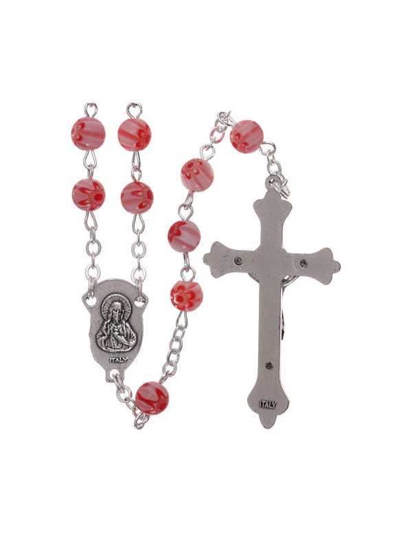 Chapelet en verre imitation Murano rose