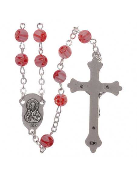 Chapelet en verre imitation Murano rose