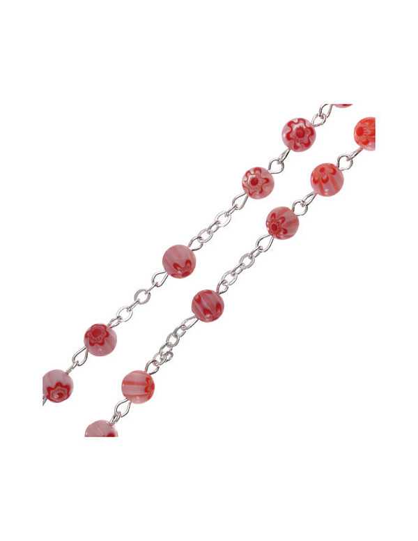 Pink imitation Murano glass rosary