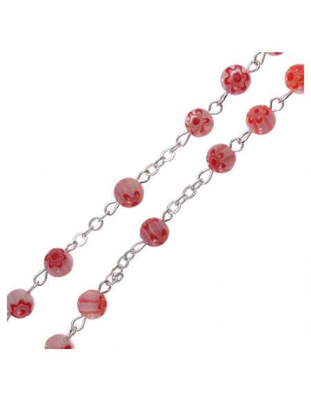 Pink imitation Murano glass rosary