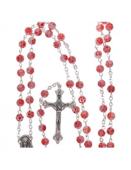 Pink imitation Murano glass rosary 2