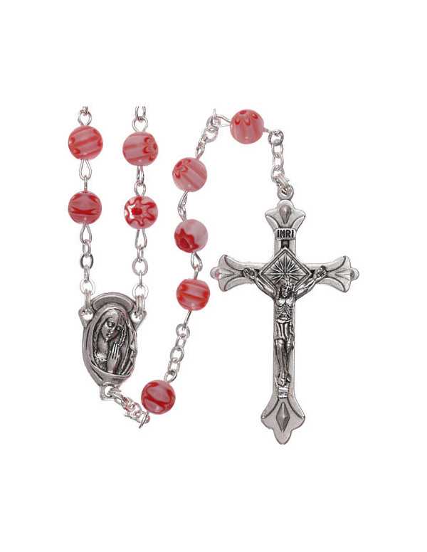 Pink imitation Murano glass rosary