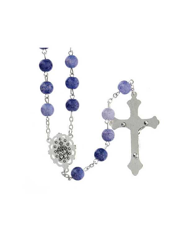 Chapelet en verre bleu violacé